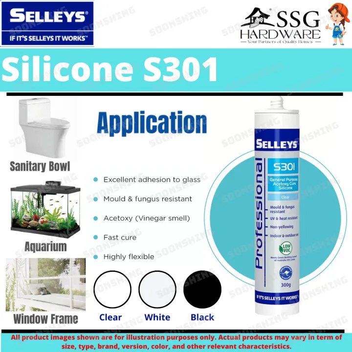Selleys S301 Silicone Sealant 300g Silicon Glass Waterproof Seal