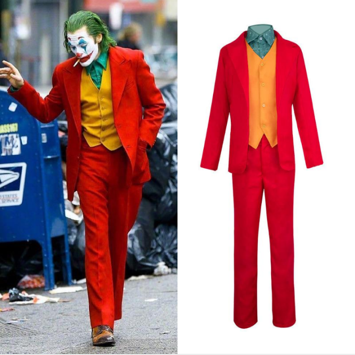 Clown Joker Costume Red Suit Jacket Pants Shirt Outfits Halloween ...