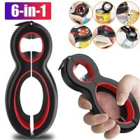 ❅∈ 6 in 1 Can Opener Multi Purpose Bottle Opener Multifunction Screw Cap Jar Can Openers Beer Opener Lid Grip Kitchen Tools