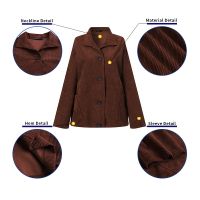 ❧♕ Women Lapel Solid Color Loose R Long Sleeve Button Down Short Coat