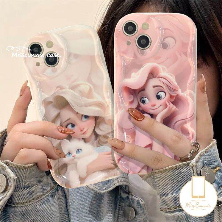 MissConnie Casing Kartun Putri Disney Lucu Tepi Melengkung Berombak 3D ...