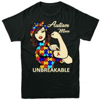 ราคาถูกฤดูร้อนสบายๆ Tee เสื้อออทิสติกเสื้อยืด,ความรัก,หัวใจ,Mom, Unbreakable,awareness แฟชั่นแขนสั้นเสื้อยืดสีดำS-5XL