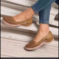 ฤดูร้อนผู้หญิง Wedges Orthopedic รองเท้าแตะสำนักงานรองเท้าผู้หญิง Hollow Out Vintage รองเท้า Slip On Casual เย็บสุภาพสตรี Bunion Sandal