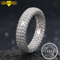 Hip Hop Real 925 Sterling Stamp Ring Luxury Full Cubic Zircon Gold Charm Jewelry Punk Male Women Finger Rings Size 7-10 Uni