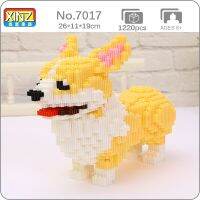 XZ 7017 Animal World Cartoon Small Welsh Corgi Dog Stand Pet Model DIY Mini Magic Blocks Bricks Building Toy for Children no Box