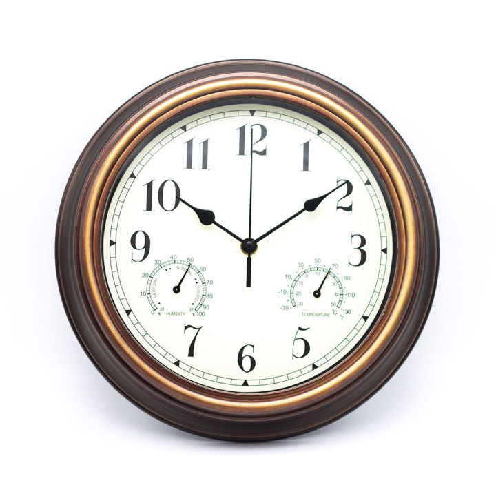 นาฬิกาแขวนผนังความชื้นและอุณหภูมิ12นิ้วนาฬิกาควอตซ์ห้องรับแขกห้องนอนเรียบง่าย-clockpengluomaoyi