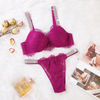 Seamless Bra Set for Women Luxury Rhinestones Underwear Push Up Lingerie Set Bra Panty Set Comfortable Intimates Female