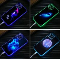 [Phone case]สำหรับ iPhone 11 12 Pro ใส TPU S Elfie ไฟ Led โทรศัพท์กรณีเพลงส่องสว่าง Capa สำหรับ iPhone 12 Pro Max ล้างปกหลัง