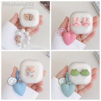 For QCY HT05 / MeloBuds ANC / HT03 Case Cute bear / cartoon animal Cover silicone Transparent Earphone Cover with Keychain