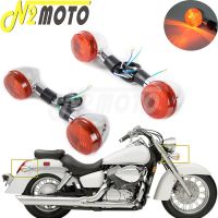 11V Moto Retro Anteriore Fanale Posteriore Indicatori Di Direzione Indicatore Lampeggiante E13 E-Mark Cromato ต่อ Honda Shadow 400 750 VT750 04-07