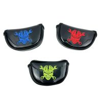 1Pc Skull Pattern Golf Putter Cover PU Leather Golf Mid Mallet Putter Club Head Cover With Magnetic Closure