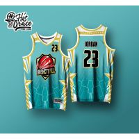 HISGRACE BASKETBALL JERSEY TEAL FREE CUSTOMIZE OF NAME AND NUMBER ONLY Full Sublimation