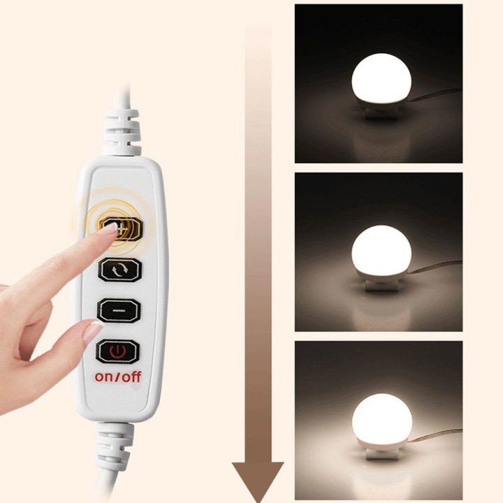 ehomemall-ไฟติดกระจกแต่งหน้า-กระจก-ไฟแต่งหน้า-10led-mirror-lights-ไฟติดโต๊ะเครื่องแป้ง-ไฟติดกระจก-หลอดไฟติดกระจกในบ้าน-ปรับสีได้3สี-ใชไฟusb