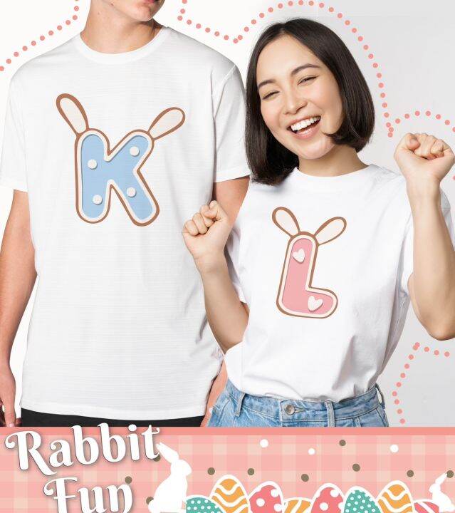 เสื้อยืดลาย-อักษร-k-และ-l-rabbit-ผ้า-tk-บางเบา-สวมใส่-สบาย-ไม่ยืด-ไม่ย้วย-สีสันสดใส