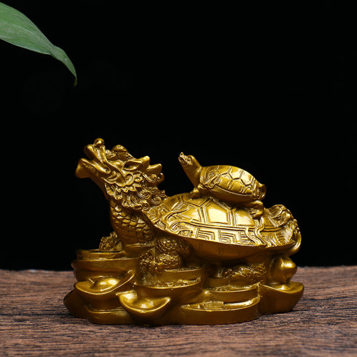 mazalan-1pc-ทองฮวงจุ้ยมังกรเต่าเต่ารูปปั้นแกะสลักเหรียญเงินความมั่งคั่งโชค