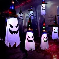 Halloween LED Flashing Light Hanging Ghost Halloween Party Dress Up Glowing Wizard Hat Lamp Horror Props Home Bar Decoration