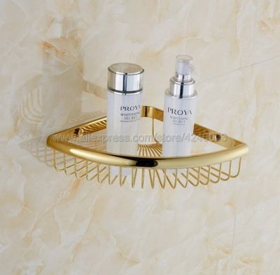 ◇ Półki łazienkowe złoty mosiądz metalowy prysznic półka narożna do montażu ściennego szampon regał do przechowywania z półkami kosz łazienkowy uchwyt Kba099