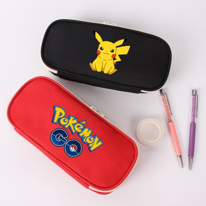 Pokemon Pikachu Pencil Case Pen Bag for Girls Boys Anime Cartoon Canvas  Stationery Bag Printing Zipper Student Storage Pen Case 