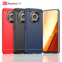 เคสโทรศัพท์กันกระแทกสุดหรูบางเฉียบด้านสำหรับ Realme 11X11 NFC 11 Pro Plus 11Pro + Realme11 Realme11Pro 4G 5G คาร์บอนไฟเบอร์ซิลิคอนเคสนิ่ม TPU ปกป้องฝาหลัง