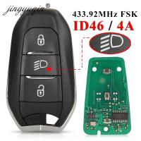 Jingyuqin 434Mhz FSK ชิป4A Kunci Remote Mobil สำหรับ Peugeot 3008 5008 2016 Citroen C5 C3ควบคุมอัจฉริยะ Keyless Entry Fob Headlight