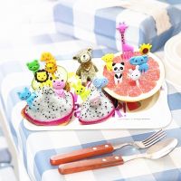 Newest 10Pcs/Set Animal Farm Fruit Fork Mini Cartoon Snack Cake Dessert Pick Toothpick Bento Lunches Party Decoration Forks