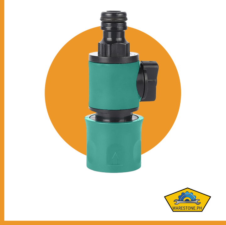 Plastic Garden Hose Quick Connect with Shutoff Valve , 3/4” Male (Quick Connectors for Water