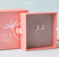 IRIS JEWELต่างหูเงินแท้925 (Silver Chain Link Ear Studs with Cubic Zirconia)