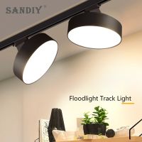 SANDIY โคมไฟรางนำสปอตไลท์ติดเพดานแบบหมุนได้9W/12W/24W AC220V สำหรับห้องนั่งเล่นสำหรับตกแต่งร้านค้า