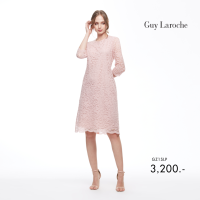 ชุดเดรส Guy Laroche Luxury Lace Dress ชุดเดรสลูกไม้แขนยาว มีซับด้านใน ตกแต่งแผ่นป้ายโลโก้สีทอง เนื้อผ้าลูกไม้เนียนนุ่ม ไม่ระคายผิว (GZ1SLP)