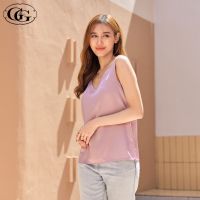 G&amp;G Nightwear รุ่น EN5P32 เสื้อกล้าม (Tank top) คอวี ผ้าซาติน สีชมพูอ่อน (LP)