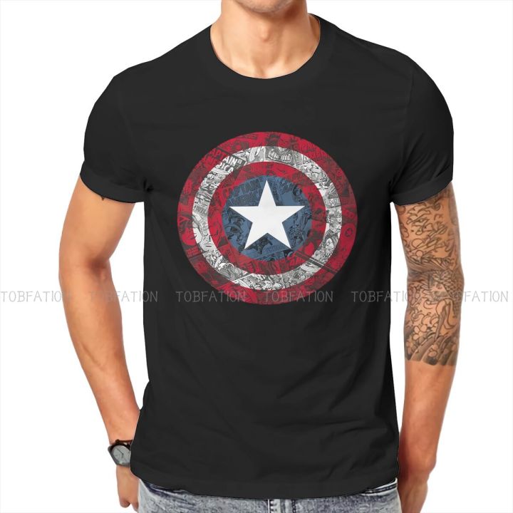 หมวก-shield-การ์ตูน-hip-hop-tshirt-disney-captain-america-ฟิล์ม-casual-t-เสื้อร้อนขายเสื้อยืดผู้ใหญ่