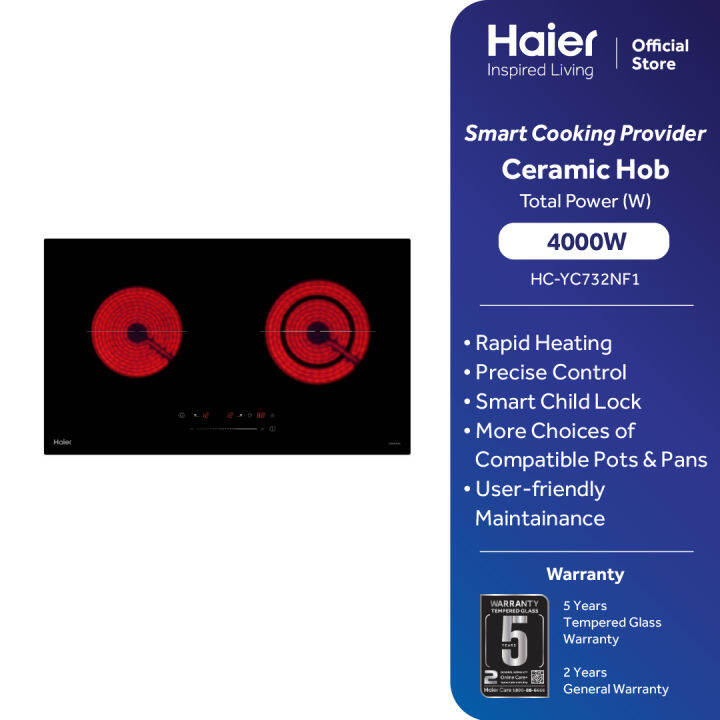 Haier Tempered Glass Electric Hob Child Lock HCYC732NF1 Lazada
