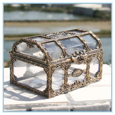 ﹍✧ Vintage Transparent Pirate Treasure Storage Box Candy Trinket for Jewelry Crystal Gem Trinket Box Holder Organizer Earrings Ear