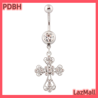 PDBH Fashion Store เครื่องประดับพลอยคริสตัลแฟชั่นสะดือเล็บจี้เหล็กกล้าไร้สนิมข้าม,เครื่องประดับแบบเจาะเซ็กซี่สำหรับผู้หญิง