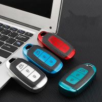 wenminr Leather TPU Car Key Case For Hyundai Elantra GT Kona 2018 2019 Santa Fe Veloster Smart Remote Fob Cover Protector Keys Bag