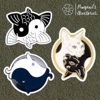 ʕ •ᴥ•ʔ ✿ พร้อมส่ง : เข็มกลัดเซ็ทหยินหยางวาฬ,สฟิงซ์และปลาคาร์ฟ | Ying Yang Whale, Sphynx Cat &amp; Carp Enamel Brooch Pin Set.