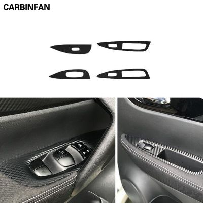 Car Styling Black Carbon Decal Car Window Lift Button Switch Panel Cover Trim Sticker For Nissan Qashqai Rogue Sport 2016-2019 Bumper Stickers Decals