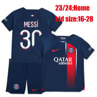 23/24 Jersey Bola Home PSG 23-24 MBAPPE EKITIKE SERGIO RAMOS เด็กชุด Kaus Sepak Bola ที่บ้าน2023-2024ปารีสนักบุญ-Germain MARQUINHOS Verratitike JR เครื่องแบบ