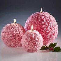 5cmRose Flower Ball Shape Fragrance Candle Rose Scented Candles Home Bedroom Geometric Decoration Ball Wax Fragrance Candle Gift