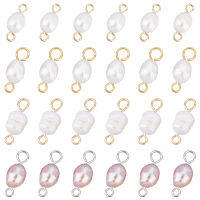 40Pcs 4 Style Natural Cultured Freshwater Pearl Beads Links Connectors with 304 Stainless Steel Eye Pin Golden Mixed Color 10pcs/style