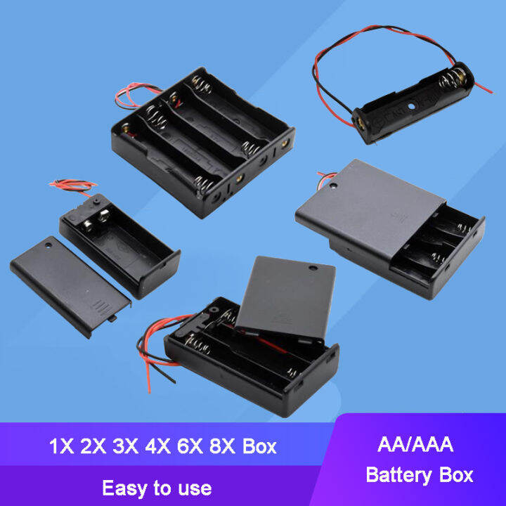 AA AAA Size 1/2/3/4/6/8 Slot Battery Holder Storage Box Case with Wire