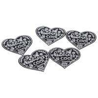 POCHA511 6Pieces 32.8นิ้ว แพทช์ shpe หัวใจน่ารัก โพลีเอสเตอร์ หัวใจ shpe Black Love Badge เสื้อผ้าแพทช์ปักเหล็ก ความคิดสร้างสรรค์ในการ ตกแต่งเย็บบน/เหล็กบนแพทช์ สำหรับผู้หญิง