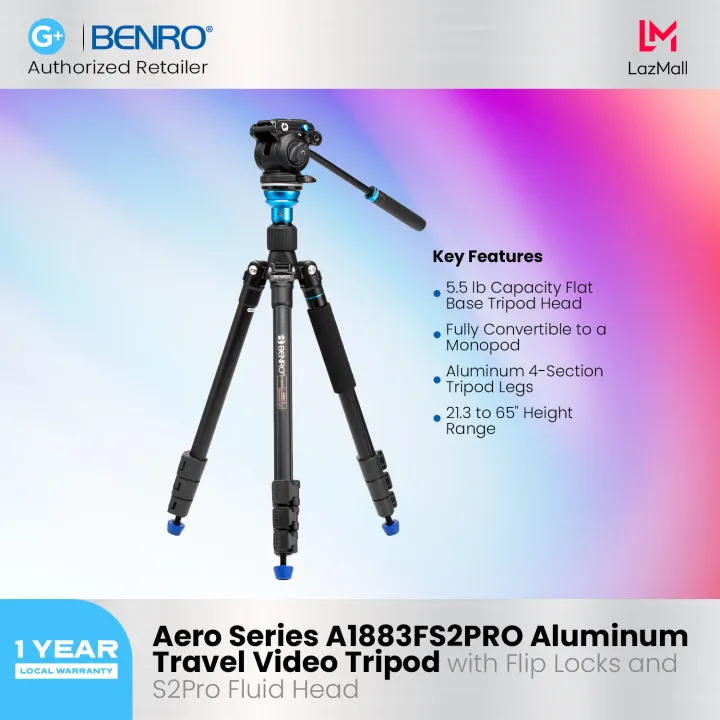 Benro Aero Series A1883FS2PRO Aluminum Travel Video Tripod With Flip ...