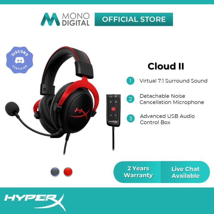 HyperX Cloud II Gaming Headset - 7.1 Surround Sound (Pink)