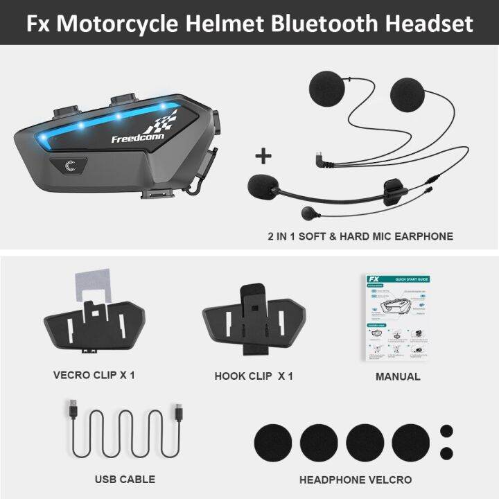 New Freedconn FX Bluetooth Motorcycle Helmet Headset 8 Riders