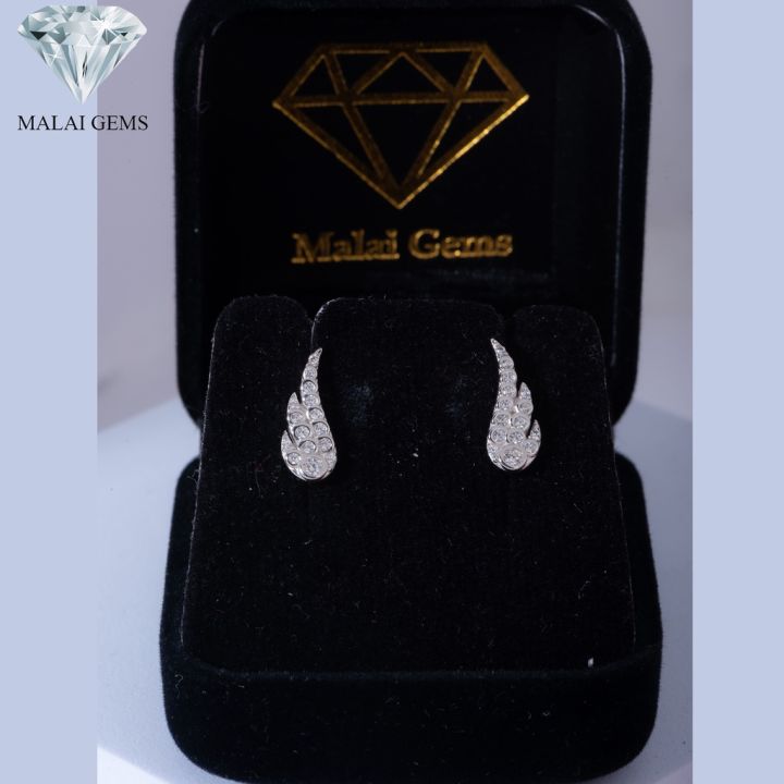 malai-gems-ต่างหูเพชร-เงินแท้-silver-925-เพชรสวิส-cz-เคลือบทองคำขาว-รุ่น-225-e17259-แถมกล่อง-ต่างหูcz-ต่างหูเงินแท้