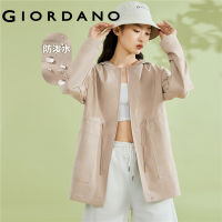 GIORDANO Women Jackets Drawstring Waist Hooded Jackets Big Pockets Metal Buttons Windproof Fashion Casual Loose Jackets 05373063