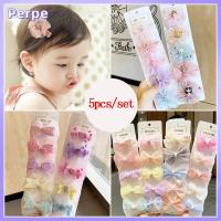 PERPE 5PCS แฟชั่น สีสัน หวาน ลูกไม้ กิ๊บติดผม กิ๊บติดผม กิ๊บติดผมโบว์