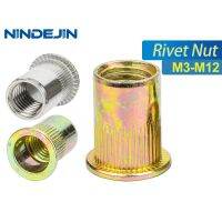 NINDEJIN แบนหัวเกลียว Rivet Nut ขายส่ง150-2400Pcs M3 M4 M5 M6 M8 M10 M18 304สแตนเลสเหล็กคาร์บอนชุบสังกะสี