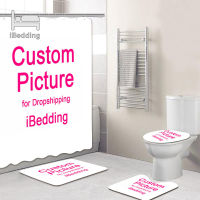 Custom Bathroom Set Waterproof Shower Curtain with Hooks Toilet Cover Mat Bath Decor Customized Photo 4Pcsset POD Dropshipping